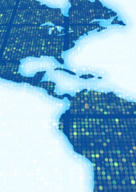 A digital illustration of a map highlighting the US and various Pacific island nations connected by lines representing trade routes. Icons of shipping containers and airplanes suggest the movement of goods.