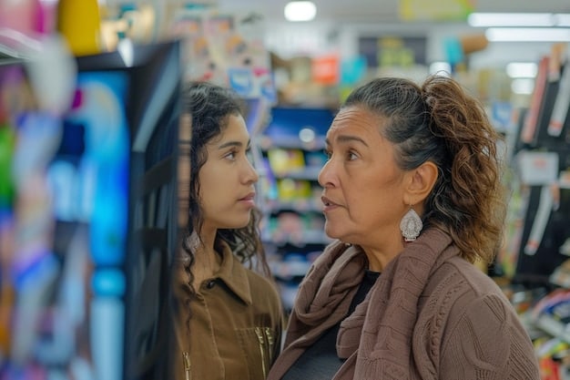 A split image: On one side, a concerned family looking at rising grocery prices. On the other side, business analysts intensely studying inflation data on multiple monitors.