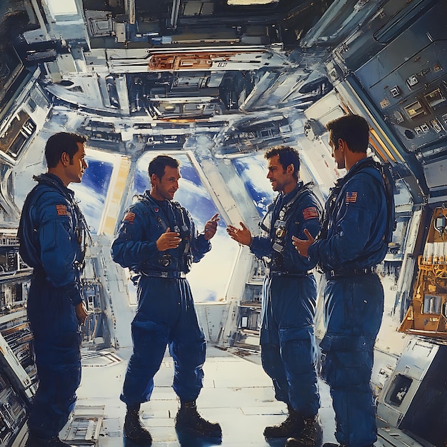 A dynamic image depicting a team of US Space Force personnel in a mission control center, monitoring data feeds and communication streams from the newly launched satellite. The atmosphere is high-tech, with multiple screens displaying satellite telemetry and real-time data.
