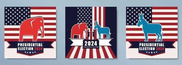 A split image showing the Republican and Democratic party symbols (elephant and donkey) facing each other, with a backdrop of the US Capitol building blurred, illustrating the political divide on healthcare issues.