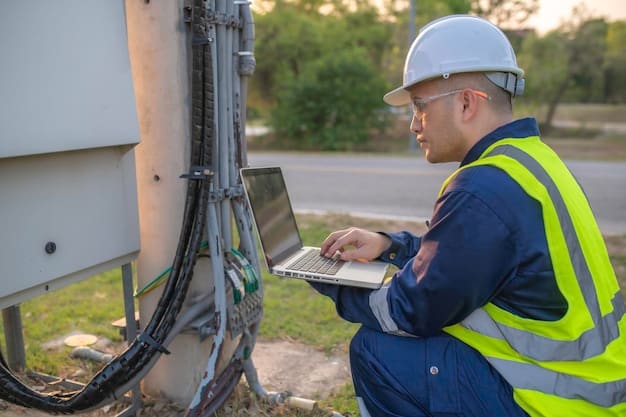A technician installing a new fiber optic cable in a rural area, symbolizing the expansion of broadband internet access to bridge the digital divide and connect underserved communities.