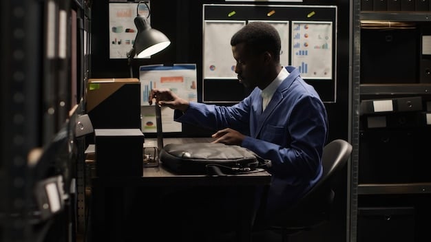 A security expert in a cybersecurity control room, analyzing potential threats to election systems on multiple monitors. Code and data visualizations are displayed on the screens, reflecting the complex nature of cyber threats.
