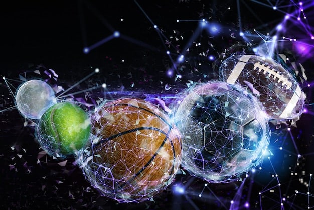 A digital rendering of various sports icons (football, basketball, baseball) overlaid on a world map, highlighting the states in the US where sports betting is legal. The design is clean and modern.