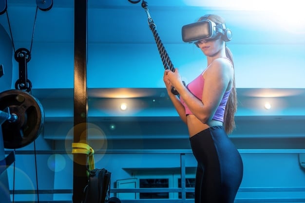 A dynamic image of a young athlete using a virtual reality training simulator, with AI algorithms generating real-time feedback and performance analysis, showcasing the immersive and personalized nature of AI-driven player development.