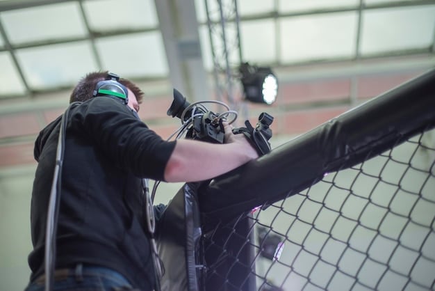 A baseball player in a batting cage, surrounded by motion capture sensors and screens displaying real-time swing data and biomechanical analyses.