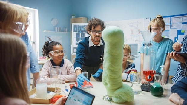 Students in a well-equipped science lab, conducting experiments with modern equipment. The environment is stimulating and conducive to hands-on learning.