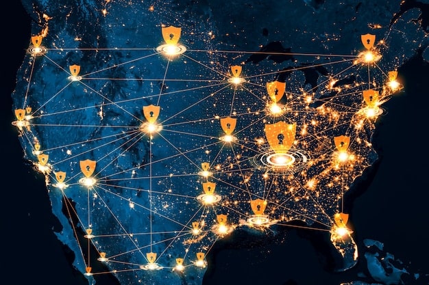 A detailed map illustrating potential NFL expansion cities globally, with lines connecting them to existing NFL hubs. The map should highlight potential future growth areas.