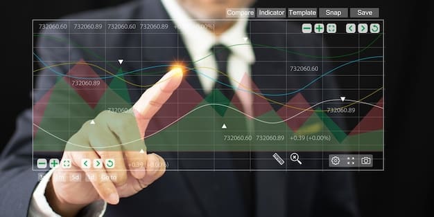 A detailed financial dashboard displaying metrics like cash flow, debt-to-equity ratio, and interest expenses, with a hand pointing to a rising interest rate graph.